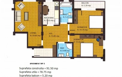 Apartament nou de vanzare 3 camere  decomandat  Popas Pacurari 130189
