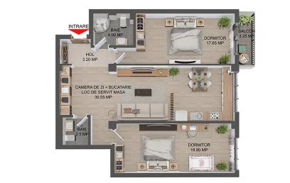 Apartament nou de vanzare 3 camere  decomandat  Popas Pacurari