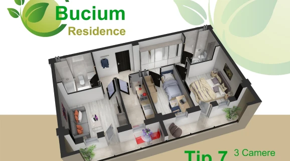 Oferta Apartament nou de vanzare 3 camere decomandat Bucium imagine 15