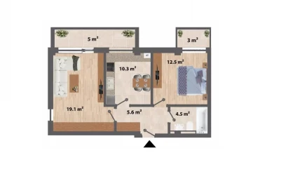 Apartament nou de vanzare 2 camere  decomandat  CUG 141529